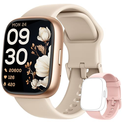 Smart Watch for Women Men Android & iPhone [2 Bands, 44mm case], Alexa Built-in, 1.83'' Smartwatch Make/Answer Call, HR SpO2 Sleep Stress Monitor Fitness Tracker, IP68 Waterproof Step Counter Watch