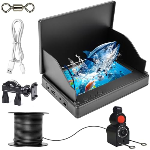 Fischfinder - Unterwasserkamera Angeln, IP68 Wasserdicht Unterwasser Kamera, 5000mAh Akku, mit 220° HD Kamera und 30m Kabel, für Meeresangeln, Flussangeln und Eisfischen