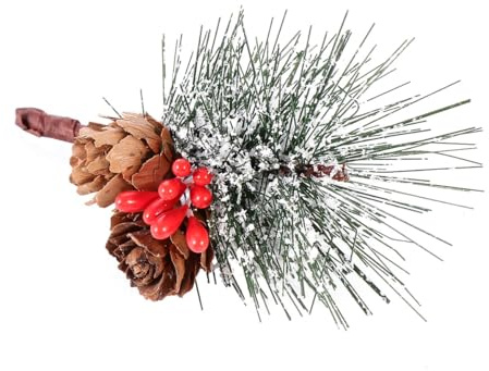 Toyvian 6 Pezzi Decorazioni Natalizie Rami Finti con Bacche Rosse Pigne Naturali e Aghi di Pino Innevati per Albero di Natale e Ghirlanda Festiva