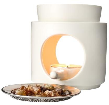 Yeerockal Räucherstövchen Duftlampe 2 in 1 mit Seib and Schale für Aromatherapie und Dekoration (Weiß)