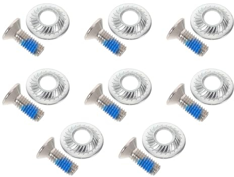 Sosoport 8 Tornillos para Fijaciones de Snowboard Acero Inoxidable con Arandelas Antideslizantes, Hardware de Repuesto para Montaje Seguro y Reparación Compatible con Fijaciones