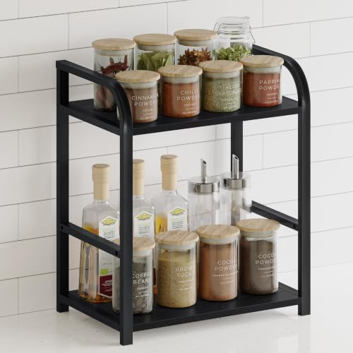 Kitchen Storage Organiser Coffee Station - 2 Tier Spice Rack for Countertop