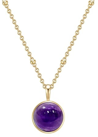Glanzstücke Damen-Kette Sterling Silber gelbgold mit Anhänger Amethyst lila - Edelsteinkette für Frauen Heilsteine Amethyste