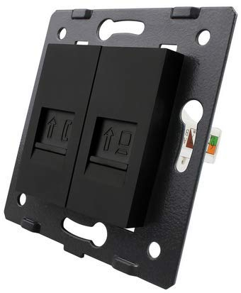 LIVOLO Glas Touch Lichtschalter Funkschalter Steckdosen Wechselschalter uvm in schwarz (Modul: Telefon+Netzwerk VL-C7-1CT-12)