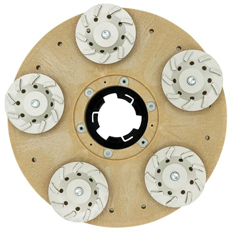 Concrete Grinding Plate for Swing Machines - Removal Tool for Concrete with 5 Cup Wheels - MAX RPM 175