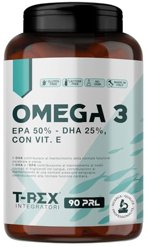 Omega 3 Olio di Pesce FOS 1000 mg - 90 capsule softgel ad Alto Dosaggio EPA 500 mg DHA 250 mg - Integratore Colesterolo, Pressione alta, Cuore - Certificato pesca sostenibile FOS