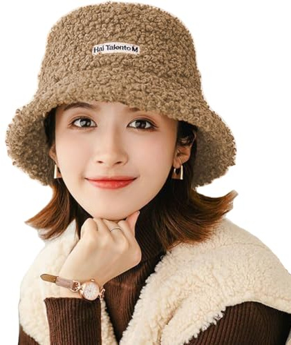 ITODA Winterhut Damen Fischerhut Winter Strickmütze Mädchen Wintermütze Warm Eimerhut Winddicht Damenhut Strick Wollmütze Weich Freizeithut Einfarbig Damenmütze Plüsch Fischermütze Outdoor Freizeit