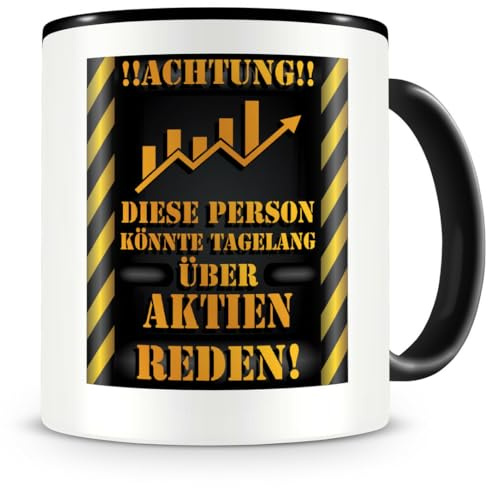 Samunshi® Aktien Tasse mit Spruch Geschenk für Aktien Fans Männer Frauen Kaffeetasse groß Lustige Tassen zum Geburtstag schwarz 300ml