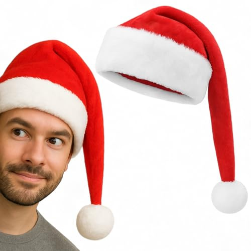 MIJOMA Weihnachtsmütze Nikolausmütze Santamütze mit Plüsch-Fellrand - Unisex für Erwachsene, Kuschelweich, Ideal für Weihnachtsfeier, 100% Polyester, One Size