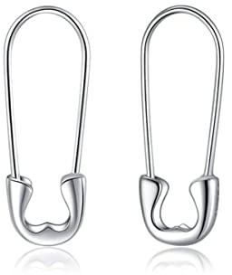 Reffeer Massive 925 Sterling Silber Sicherheitsnadel Creolen für Frauen - Büroklammer Ohrringe Pin Knorpel (A-Silber-2cm)