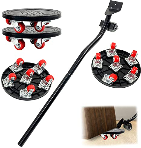 Furniture Lifter Mover for Heavy Items Set, Furniture Moving for Wheels with 6 Caster, Load Capacity 400KG, Furniture Lifter + 4 360° Rotation Moving Roller, Sliders Dolly Trolley (Black)