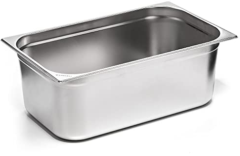 Forgast Contenitore Gastronorm GN 1/3 in Acciaio Inox, Dimensioni 32,5x17,6x10 cm, Vaschetta Gastronorm, Vassoio, Resistente alla Temperatura, Lavabile in Lavastoviglie