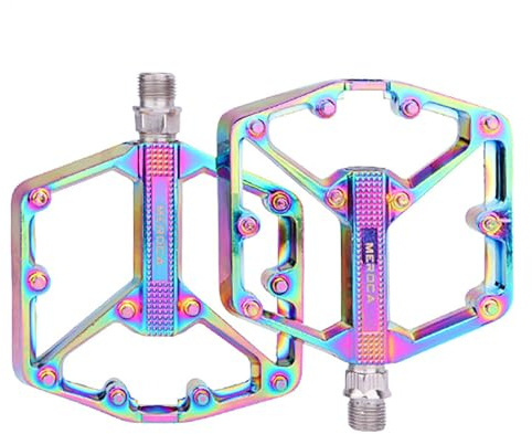 Bicycle Pedals，Bike Pedals Sets 9/16 Non-Slip Aluminum Replacement Pedals For Road/Mountain Bmx Mtb Spin Bike (Colorful)
