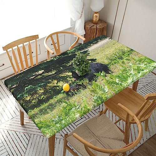 Jadery Black Bear Familienspiel-Tischdecke, waschbar, rechteckig, für Küche, Esszimmer, Erntedankfest, Weihnachten, 76 x 152 cm