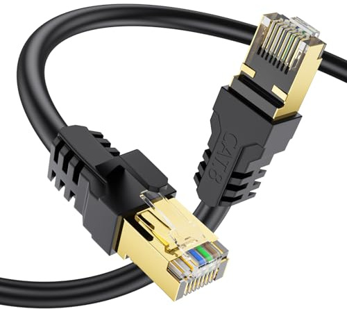YSONG Câble Ethernet Cat 8 3m, Haute Vitesse 40 Gbit/s, 2000 MHz, 26 AWG, Cable RJ45 Plaqué Or, Pour Routeur/PC/Jeux/Modem, Plus Rapide que Cat7/Cat6/Cat5