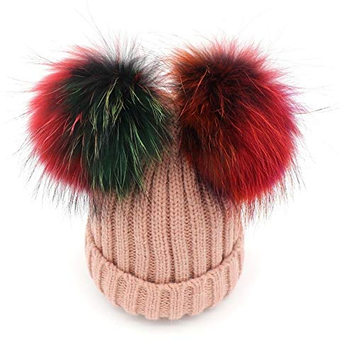 AVFORA Bommelmütze Damen Winterwarme Strickmütze. Doppelseitige Elastische Strickmütze Mit Buntem Pompon Aus Acryl Für Männer Und Frauen,04