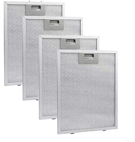 1/2/4 Stück Dunstabzugshauben-Metall-Fettfilter, 346 x 256 x 9 mm Netzabdeckung Küche Edelstahl Dunstabzugshaube Filter – 5-lagiger Aluminium-Mesh-Entlüftungsfilter (4 Stück)