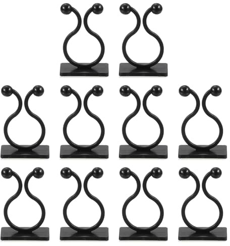 QUARKZMAN 100 Stück Pflanzenclips Wand, Kabelclips verstellbare Kabelklemmen, 16,2 mm/0,64 Pflanzenfixierer Selbstklebende Haken Drahtbefestigung für Innen- und Außendekoration - Schwarz