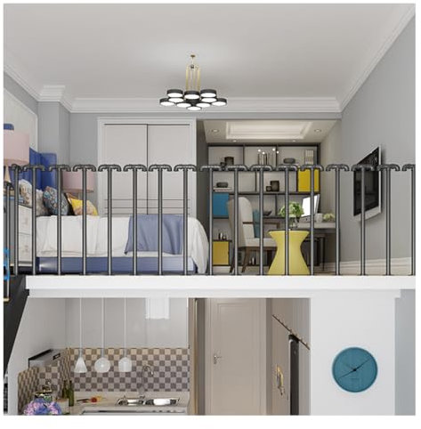 YFSJJ Balkon,DachbodenTreppenhandlauf,Schmiedeeisernes Schwarzes Geländer,Seitlicher Handläufe für Den Innen- und Außenbereich für Balkon,Flur, Dachboden,Villa(Size:U 75cm,Color:Schwarz)