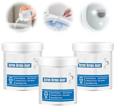 Toilet Active Oxygen Agent, 2024 Neu Toilette Aktiv Sauerstoff Mittel, WC Reiniger Schaum, Kraftvoller WC Reiniger, Kalkentferner Urinsteinlöser für Glanz und frischen Duft (3PC, 250g)