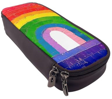 JCVOTREL Federmäppchen mit rotem Hummer-Motiv, Leder, Flip-Schreibwaren-Tasche, Stifteetui mit Reißverschluss, für Schule, Reisen, Büro, regenbogenfarben, Einheitsgröße, Kosmetiktasche