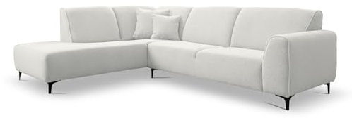 VENASI MÖBEL Ecksofa Sofa L-Form Links/Rechts Eckcouch Couchgarnitur Couch Boucle Teddystoff (Weiß, Links)