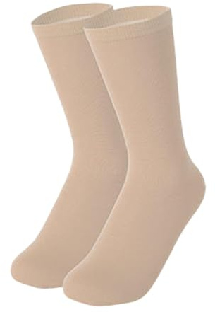 Oshhni Calcetines de Patinaje sobre Hielo, Calcetines de Patinaje Artístico, Calcetines de Patinaje para Mujeres Y Niñas, Calcetines hasta, Beige
