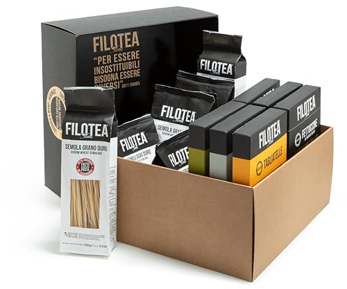FILOTEA Box Degustazione GOURMET MIX di Pasta all'Uovo Artigianale e Semola di Grano Duro, con Uova Fresche, Lavorata a Mano 100% Made in Italy, 12pz PACCO REGALO PASQUA Cesto Natalizio, Idea Regalo