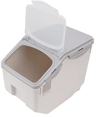 Rice Storage Container, Rice Dispenser with Lid, Measuring Cup, Food Dispenser Rice Container, Household Rice Bucket Storage Container for Cereal Dry Food (Gray 15KG)