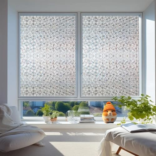 Vinilo Adhesivo para Cristales 50 x 130 cm, Ventana Fácilmente Decorativo Reutilizar, Adherencia Decorativos, Vinilos Decorativos Cristales, para Dormitorio Oficinas, Diamante 3D