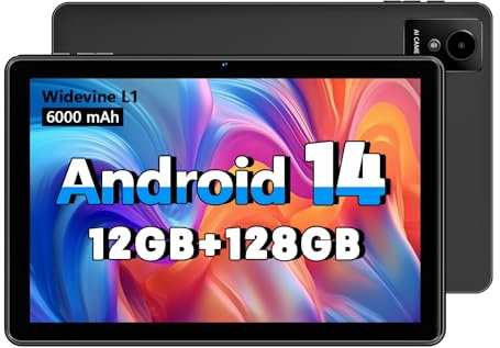 Hasskya Tablet 10 Inch Android 14 2024 Newest Tablets, 12GB+128GB, 1TB Expand, Widevine L1 Compatible Octa-Core Tablet with WiFi 6, 6000mAh Battery, Dual Camera(5MP+8MP)