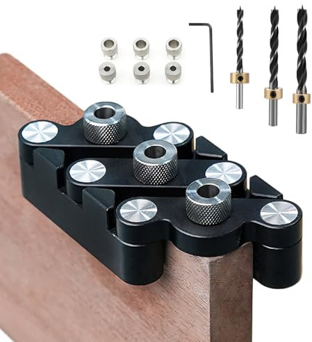 6/8/10mm Bohrschablone Selbstzentrierendes, 3-in-1 Stanz-Locator Dübel-Jig-Kit für die Holzbearbeitung, Bohrführung Holzdübelstanzer Locator Tischlerwerkzeuge für die Holzbearbeitung