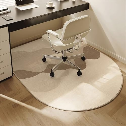 Highdi Bodenschutzmatte Bürostuhl, Bürostuhl Unterlage Kratzfest rutschfest, Halbrund Schalldämmung Bodenmatte Stuhlunterlage, für Parkett Hartböden Bürostuhlunterlage (Beige,80x160cm)