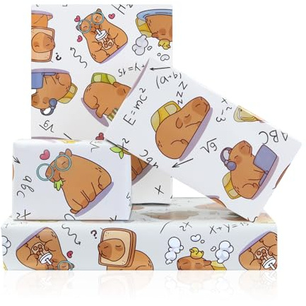 Capybara - Carta da regalo dritta, motivo: capibara per studenti, per uomini e donne, 4 fogli piegati, piatti, divertenti motivi a tema animale, per compleanno, ritorno a scuola, feste, confezioni