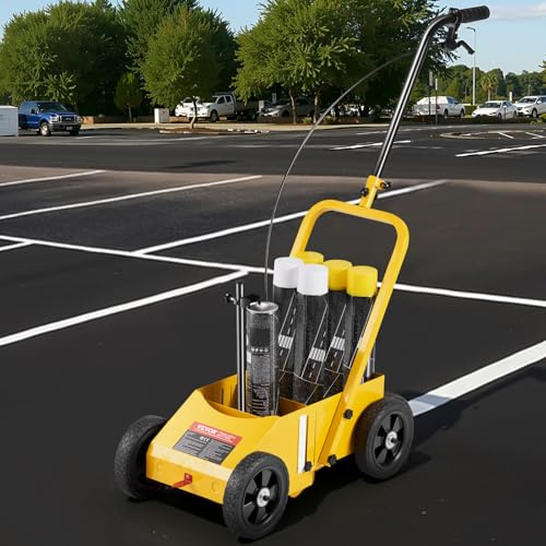 VEVOR Traceuse de Lignes 61 x 33 x 90 cm, Machine de Marquage Routier à 4 Roues, Largeur Réglable 5,6-10,2 cm, pour des Lignes Nettes sur les Routes, Garage Stationnement et Terrains de Sport, Jaune