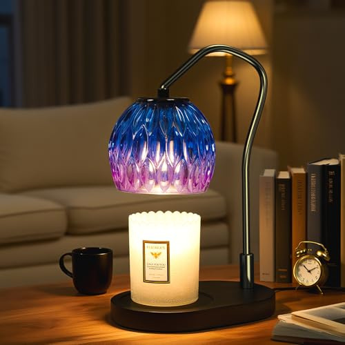 WYghyronic Candle Warmer Lamp with Timer & 4-Level Dimmer, Modern Decor | Flameless Electric Wax Warmer for Jar Candles, Purple, Home Decor for Men & Women, Ideal Birthday & Housewarming Gift