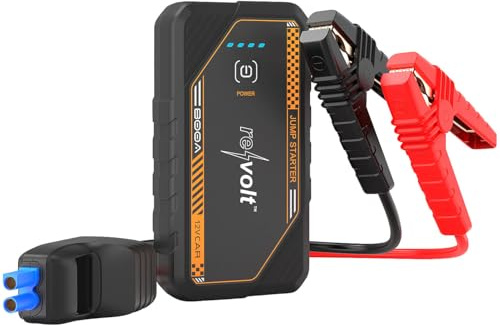 revolt Autostarter: Kfz-Starthilfe-Powerbank, 7.200 mAh, 800 A Peak, 12 Volt, LED-Leuchte (Kfz Starter, Powerbank 12V, Pkw)
