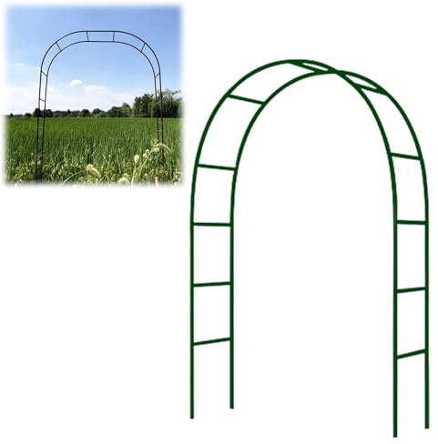 Extra breiter Gartenbogen aus Metall, 120-350 cm, verzinkt, wetterbeständig, Rosenbogen, 40 cm Tiefe, stabile Pflanzenstütze für Kletterpflanzen und Blumen (Grün)