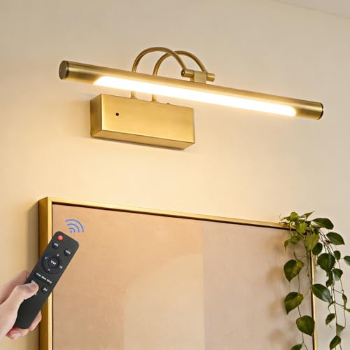 Actask Bilderleuchte Akku mit Fernbedienung, 40cm LED Bildbeleuchtung Kabellos mit 3 Farbtemperaturen 8000mAh Wiederaufladbar Batterie Timer Dimmbar Wandlicht Innen für Malen Kunstwerke Porträt