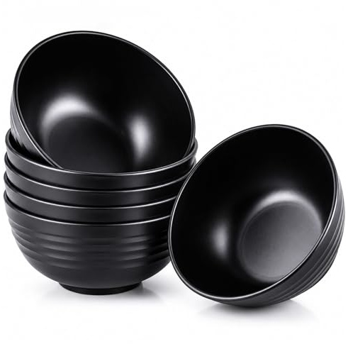 Doafoce Unzerbrechliche Schüsseln 6er-Set Schwarze Bowl Schüssel 768ml | Müslischalen Salatschalen Plastikschüssel Suppenschalen für Kinder und Erwachesene, Mikrowellen Spülmaschinenfest