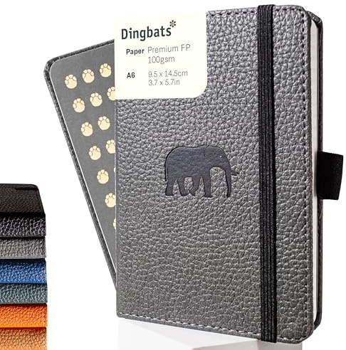 Dingbats* - Wildlife Squared Pocket Notebook A6 - PU Leather Hardcover Journal - Ideal for Work, Travel -Pocket, Elastic Closure, Pen Holder, Bookmark