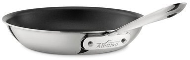 All-Clad D55110NSR1 D5 Polished 18/10 Stainless Steel 5-Ply Bonded Dishwasher Safe Nonstick Fry Pan Saute Pan Cookware, 10-Inch, Silver