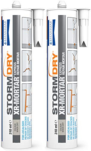 Stormdry Waterproof Express Repair Mortar - Pack of 2 - Ready to Use Cement Mix 310ml Tube, Grey Sand