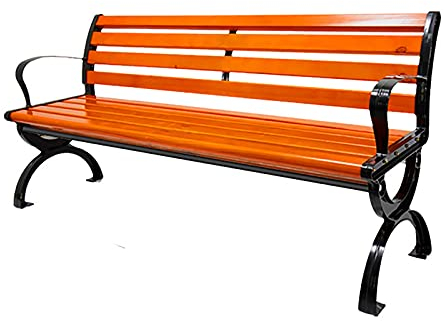 Yclty Outdoor Gartenbank Wetterfest Parkbank, Metallstahlrahmen und Korrosionsbeständiger Massivholzsitz, Wetterbeständiger Freizeit-Veranda-Stuhl, Die Tragfähigkeit Beträgt 880 Pfund