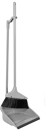YöL Long Handle Dustpan And Brush 2 Piece Set Dust Upright Broom Grey Sweeping Cleaning Kitchen