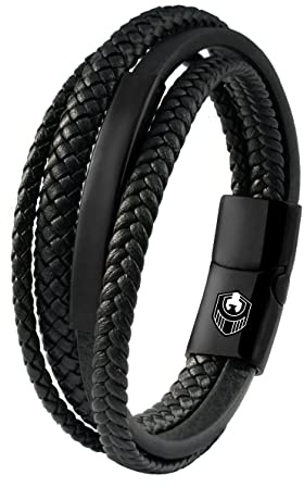 Läderarmband för män, herrarmband för män, män flätat läder med magnetlås i rostfritt stål, exklusivt smyckeskrin, alla hjärtans dag jul presenter idé, 20.5CM, Rostfritt stål