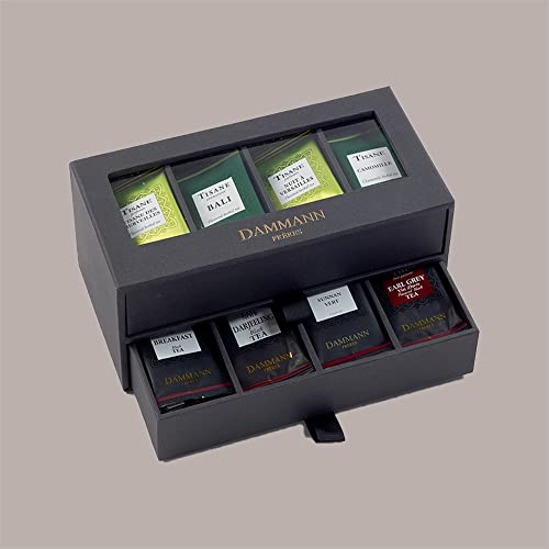 LUCGEL Srl Caja de regalo 24/24h Coffret 56 Filtros de té y té de hierbas con sabor Damman Freres Sachet Cristal Domori