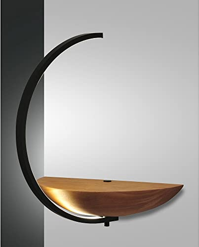 Fabas Luce LED Wand-Leseleuchte ROSEG, 1x9,5W, 3000K, IP20, schwarz/Eichenholz