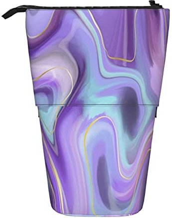 Teleskopisch Mäppchen Aquarell Lila Marmor Federmappe Multifunktions Stehbleistiftbeutel Langlebig Stiftetasche Für Jungen Schul College