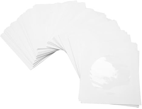 VBESTLIFE Paquete de 100 Fundas para CD DVD, Sobres Gruesos de Papel Blanco para CD DVD con Ventana Recortada y Solapa para Discos de 8 Cm